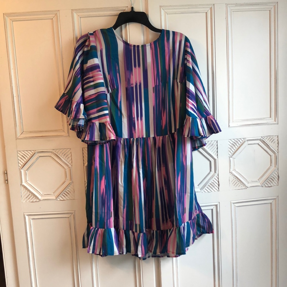 Multicolor stylish ruffle summer dress size small